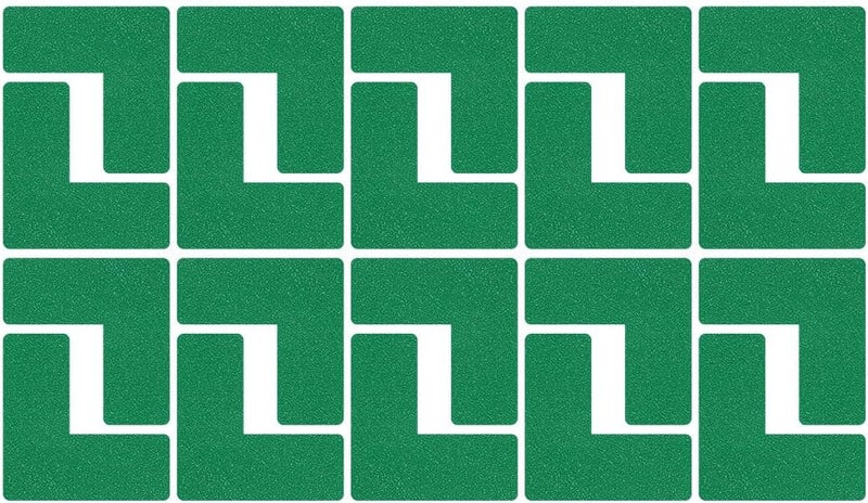 Beiyier 100 Pack 5s Location Marking Corner, 2x2x0.8 Inch L Shaped Graphical Floor Marker for Office Desk Table Top, Warehouse Floor (Green) - Image 1